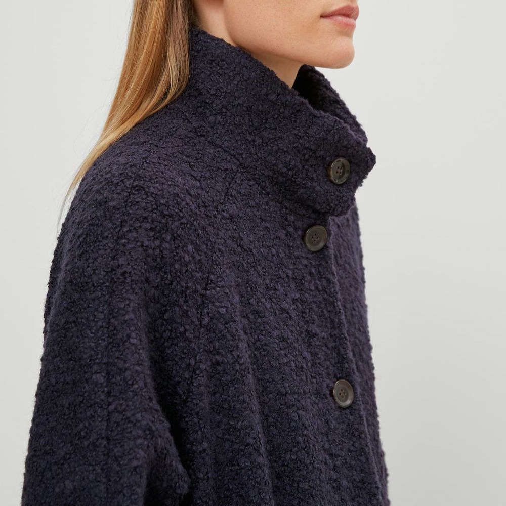 Marks & Spencer Bouclé Textured Teddy Coat Women Navy Blue